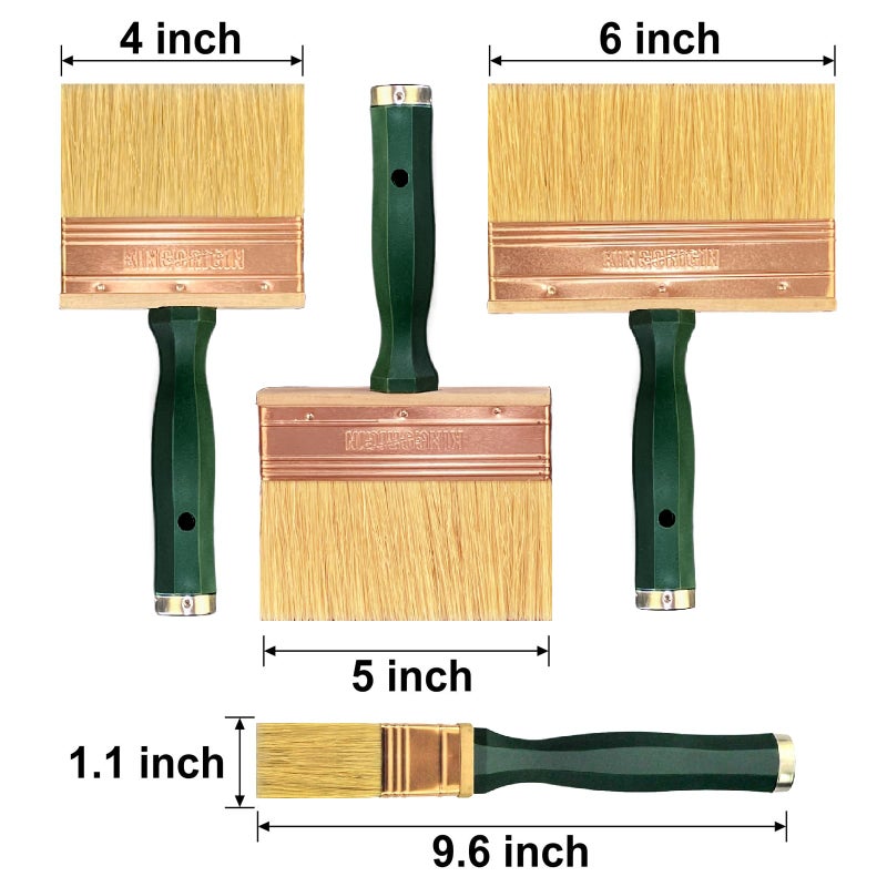 Kingorigin Deck Stain Brush Set, 3 Pack Large Paint Brushes (4", 5", 6") with Threaded Extension Hole, Deck Stain Applicator, Masonry Brush, Stain Brushes for Wood Deck, Fence, Walls and Furniture - Image 2
